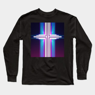 Synthwave stripes cross Long Sleeve T-Shirt